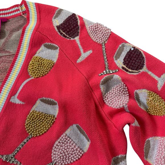 Queen of Sparkles Wine Glass Cardigan Sweater - Picture 5 of 13